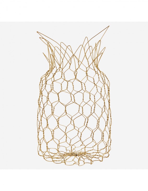 WIRE BASKET PINEAPPLE ANTIQ BRASS FINISH - DECOR OBJECTS